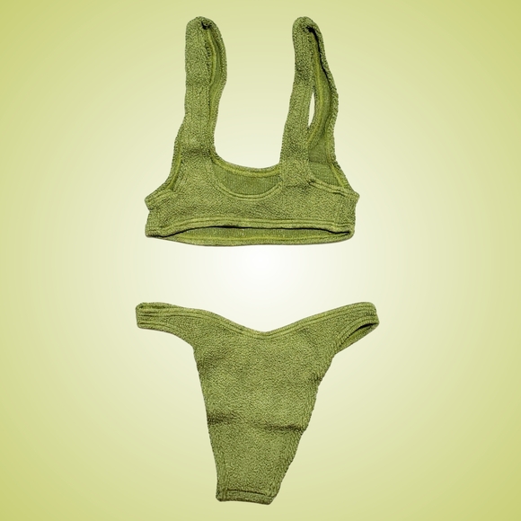 BOND-EYE Malibu Bikini Set Swimsuit Bound Crinkle ONE SIZE Citron Shimmer NWT 🌞 - Picture 2 of 4